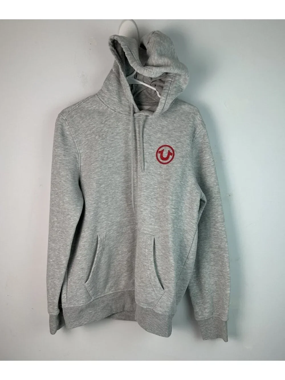 True Religion Hoodies Large Men Front And Back Print Gray